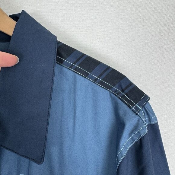 Hunter Jacket Mens Large Blue Full Zip Rain Coat Utility Outdoor Retro Collared - Picture 15 of 16